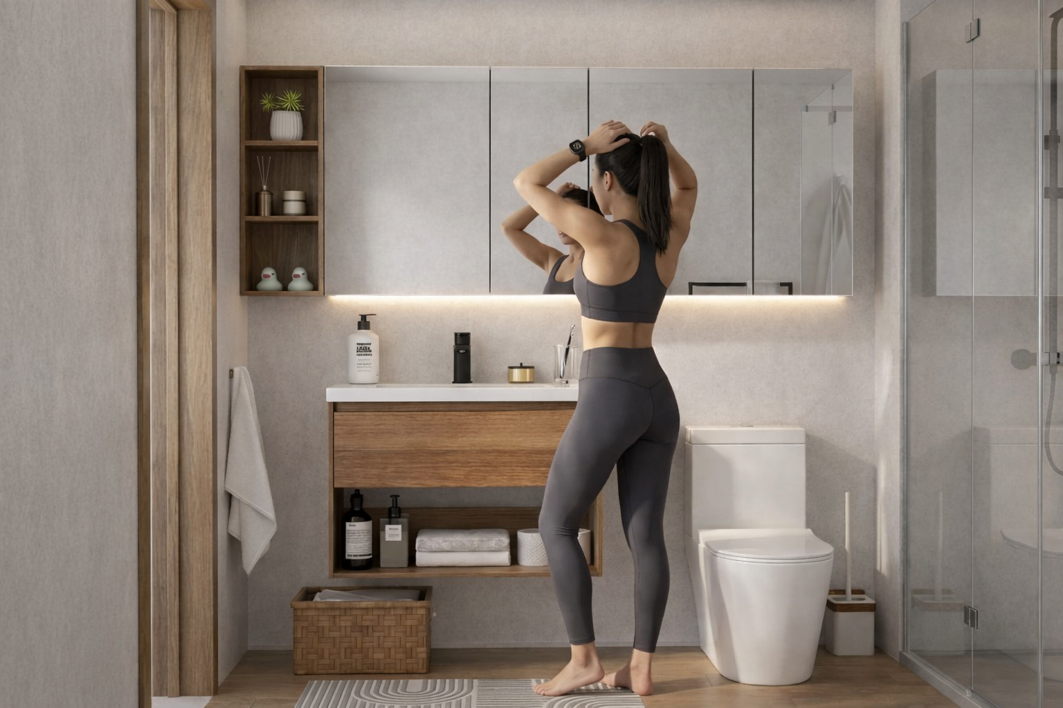 HERA Morning mode - woman getting ready work out